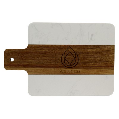 Acacia Wooden Marble Cutting Board with Handle