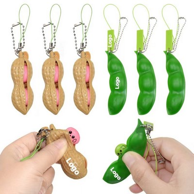 Squeeze Bean Fidget Keychain Toy