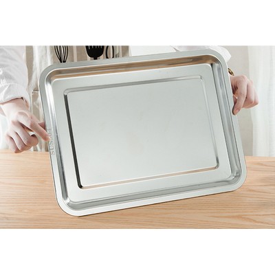 12.60 x 8.66 x 0.78 Inch Stainless Steel Rectangular Thickened Tray Stainless Steel Metal Tray