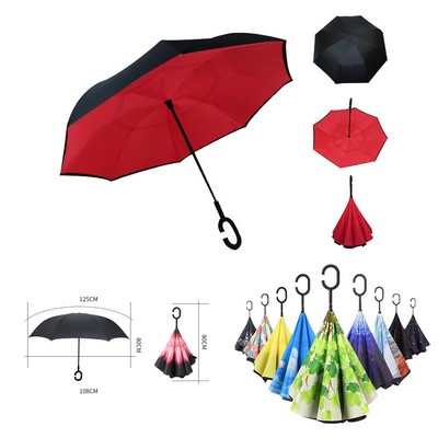 Full Color C Handle Reverse Umbrella