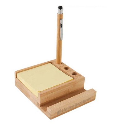 Bamboo Desk Organizer w/Phone Holder