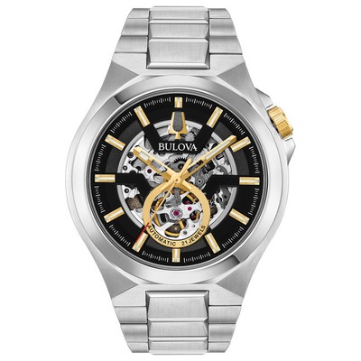 Bulova Watches Men's Maquina Collection Automatic Watch, Stainless Steel w/Black Open Dial