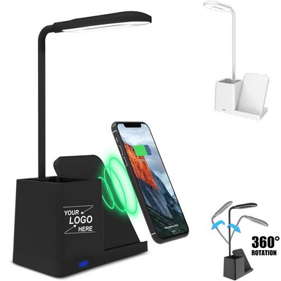 LED Desk Lamp with Pen Holder and Wireless Charger