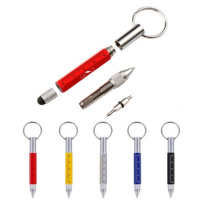 6-in-1 Multifuntion Tools Ballpoint Pen with Key Chain