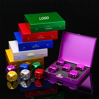 5 Pcs Metal Dice Set w/ Metal Box