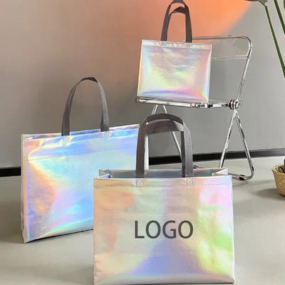 Customizable Iridescent Hologram Non Woven Tote Bag