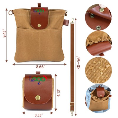 Foraging Bag Waxed Canvas Collapsible Outdoor Camping Foraging Pouch