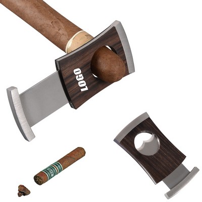 Sleek Card-Shaped Cigar Cutter Stainless Steel Blade with Wood Finish