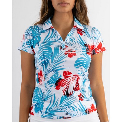 Women's Golf Polo - Red White & Beaches