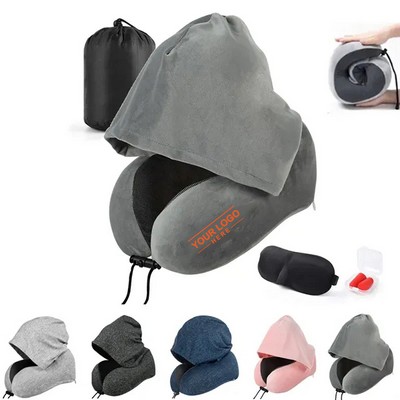 Comfortable & Cozy Support Hoodie Travel Pillow with Soft Memory Foam