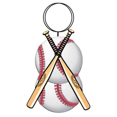 Baseballs & Bats Gift Shop Key Chain w/Clear Mirrored Back (2 Square Inch)