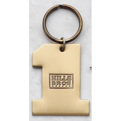 Die Stamped Brass Number 1 Key Tag (2"x1 5/8")