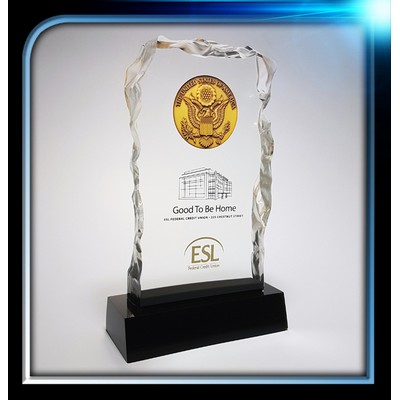 Lucite Ice Effect Award w/Base (3 1/2" x 6" x 1")