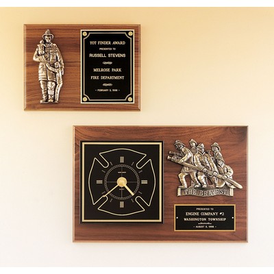 Firematic Award Plaque w/Antique Bronze Casting (9"x12")