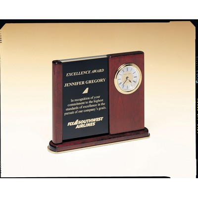 Rosewood Versatile Clock w/ 2 Engraving Plates (6 3/4"x8 1/2")