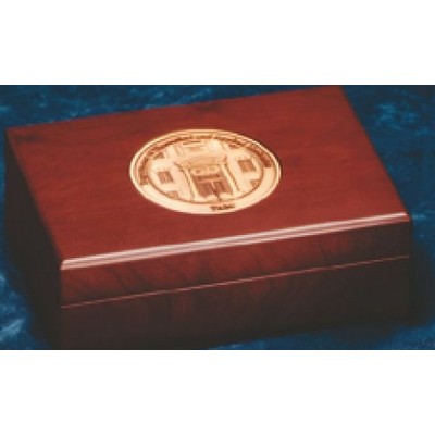 Cherry Wood Deluxe Box for 3" Medal w/ Blue Velvet Lining