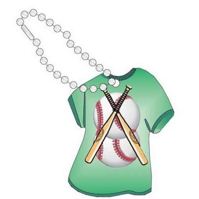 Baseballs & Bats Promotional T-Shirt Key Chain w/ Black Back (4 Square Inch)