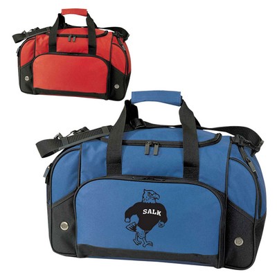 Double Zipper Deluxe Duffel Bag w/2 End Pockets