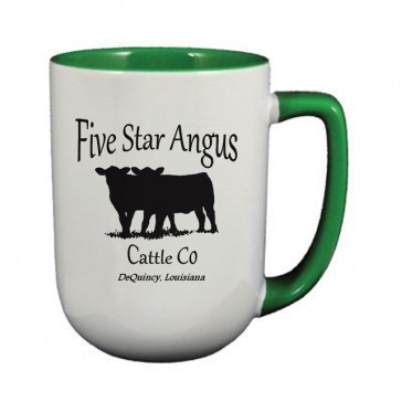 17 Oz. White Arlen Mug w/Green Interior & Handle