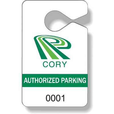 .020 White Gloss Plastic Parking Tag / Permit (2.4"x3.9"), Spot Colors