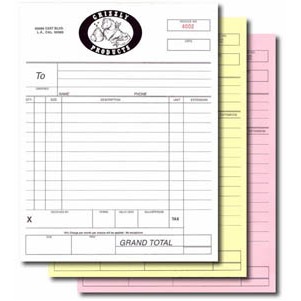 Carbonless Business Forms, 7" x 8.5", 3 part, 1 Color