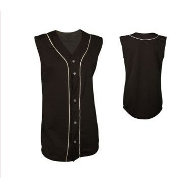 Women's Cool Mesh Sleeveless Pro Style Full Button Jersey Shirt w/ Soutache