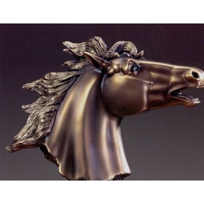 Bronze Finish Horse Head Trophy w/Square Base (14"x16")