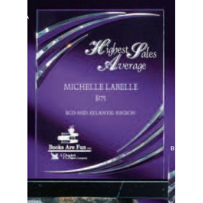 Acrylic Rectangular Nouveau Series Award on Black Marble Base (8")