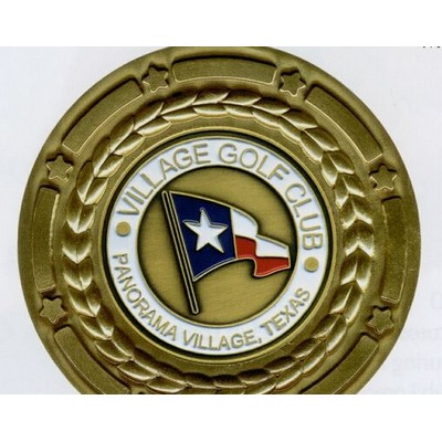 3 1/2" Star Border Brass Medal