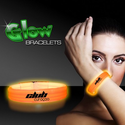 9" Deluxe Single Color Triple Wide Orange Glow Bracelet