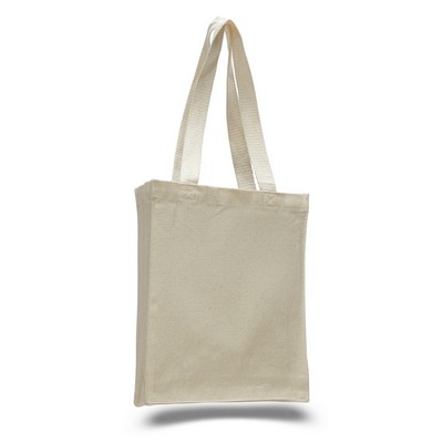 12 Oz. Natural Canvas Book Tote Bag w/ Full Gusset - Blank (10"x12"x3")