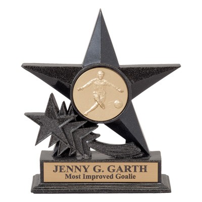 6¾" Cast Black Stone Multi Star Academic Trophy w/2" Diameter Space