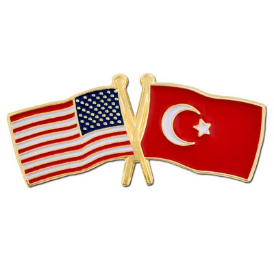 USA & Turkey Flag Pin