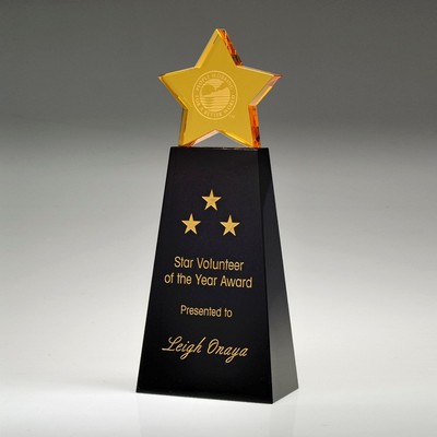 6" Golden Star w/Black Base Crystal Award