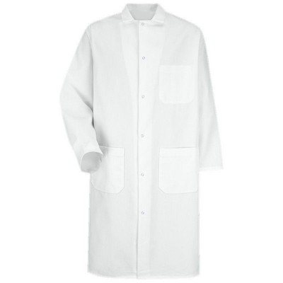 Red Kap™ Long Sleeve Gripper Front Butcher Coat w/Interior Pocket - White