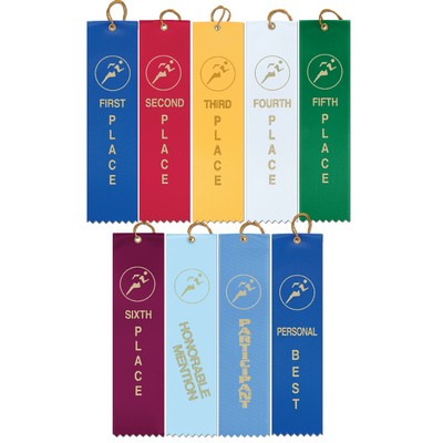 Stock Track Square Top Award Ribbon (2"x8")