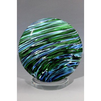 Amazon Storm Art Glass Sculpture w/ Glass Base (3"x3.25")