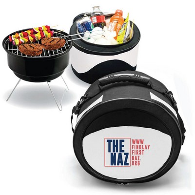 BBQ Grill & Cooler 2-in-1 Set for Camping, Parties & Picnics