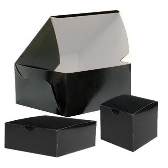 1 Piece Black Lock Corner Cake Bakery Box (4"x4"x4")