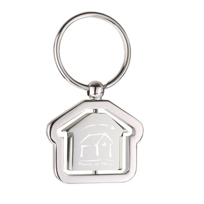 Swing House Shaped Shiny Nickel Finish Key Chains