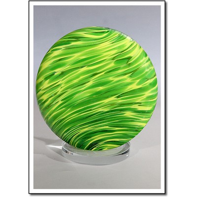 Green Planet Art Glass Sculpture w/ Glass Base (3"x3.25")