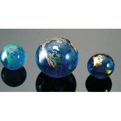 Blue Glass World Marble w/Full Color Continents Award (0.9")