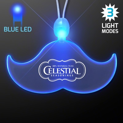 Acrylic Mustache Shape Necklace w/Blue LED - Domestic Print