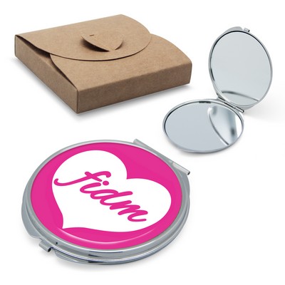 Round Compact Mirror with Epoxy Logo Plate