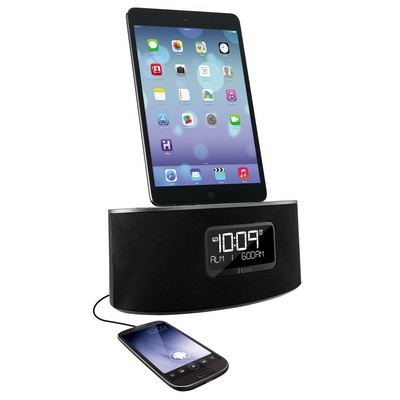 Alarm, Dual Charging FM Stereo Clock Radio w/ Lightning Dock plus Charge & Play USB Port