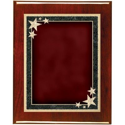 Rosewood Piano Finish Plaque with Red Starburst Brass Plate, 8 x 10"