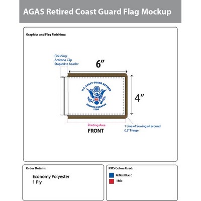 Coast Guard Retired Antenna Flags 4x6 inch