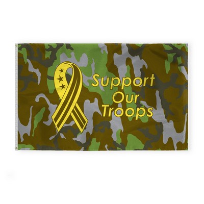 Support Our Troops Flags 5x8 foot (camouflage background)