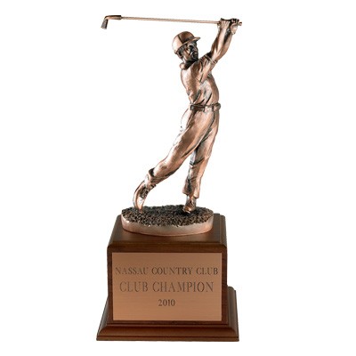 13" Antique Bronze Electroplated Male Golf Trophy