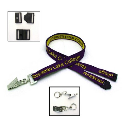 1/2" Polyester Lanyard W/ Metal Bulldog Clip & Quick Release